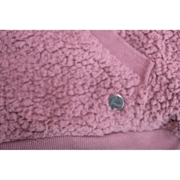 Andrew Marc New York Dark Mauve Sherpa Teddy Zip Up Hoodie Jacket Womens L - Picture 6 of 9